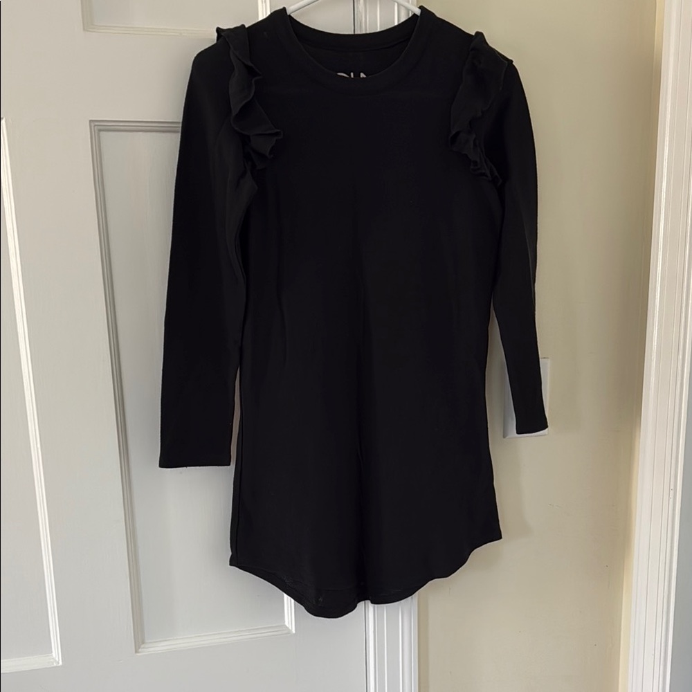 Chaser Girls Black Long Sleeve Ruffle Dress